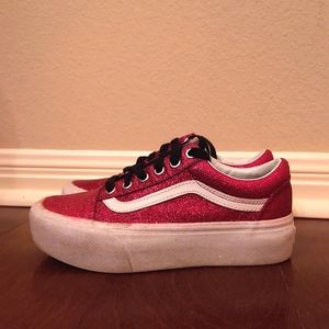 Vans Old Skool Glittery Magenta Platforms